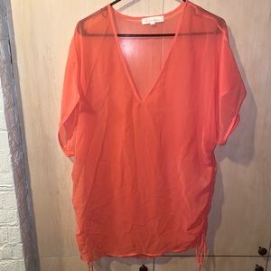 Francescas coral swim cover up with cinched sides